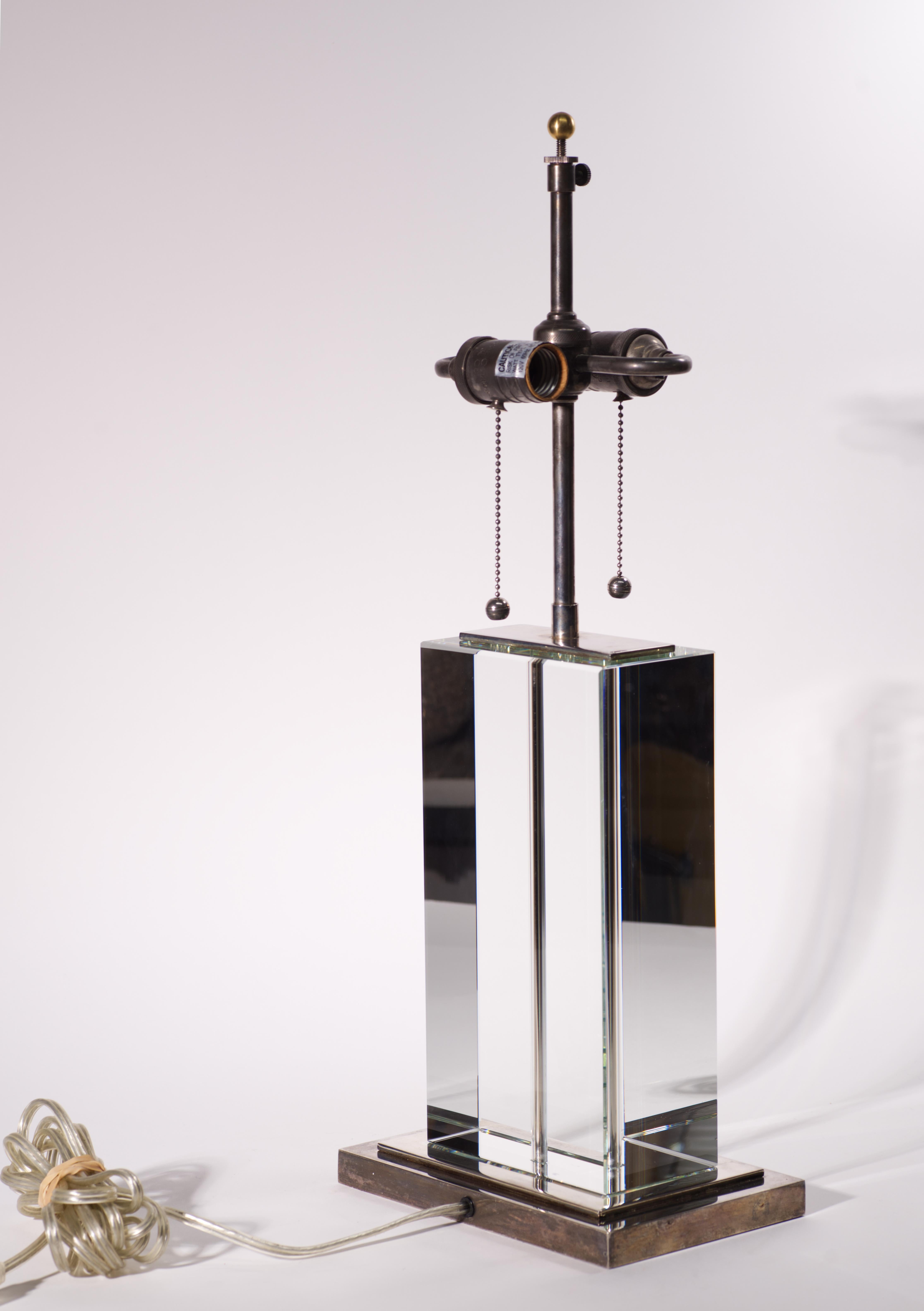 American Visual Comfort Glass Block Art Deco Table Lamp For Sale