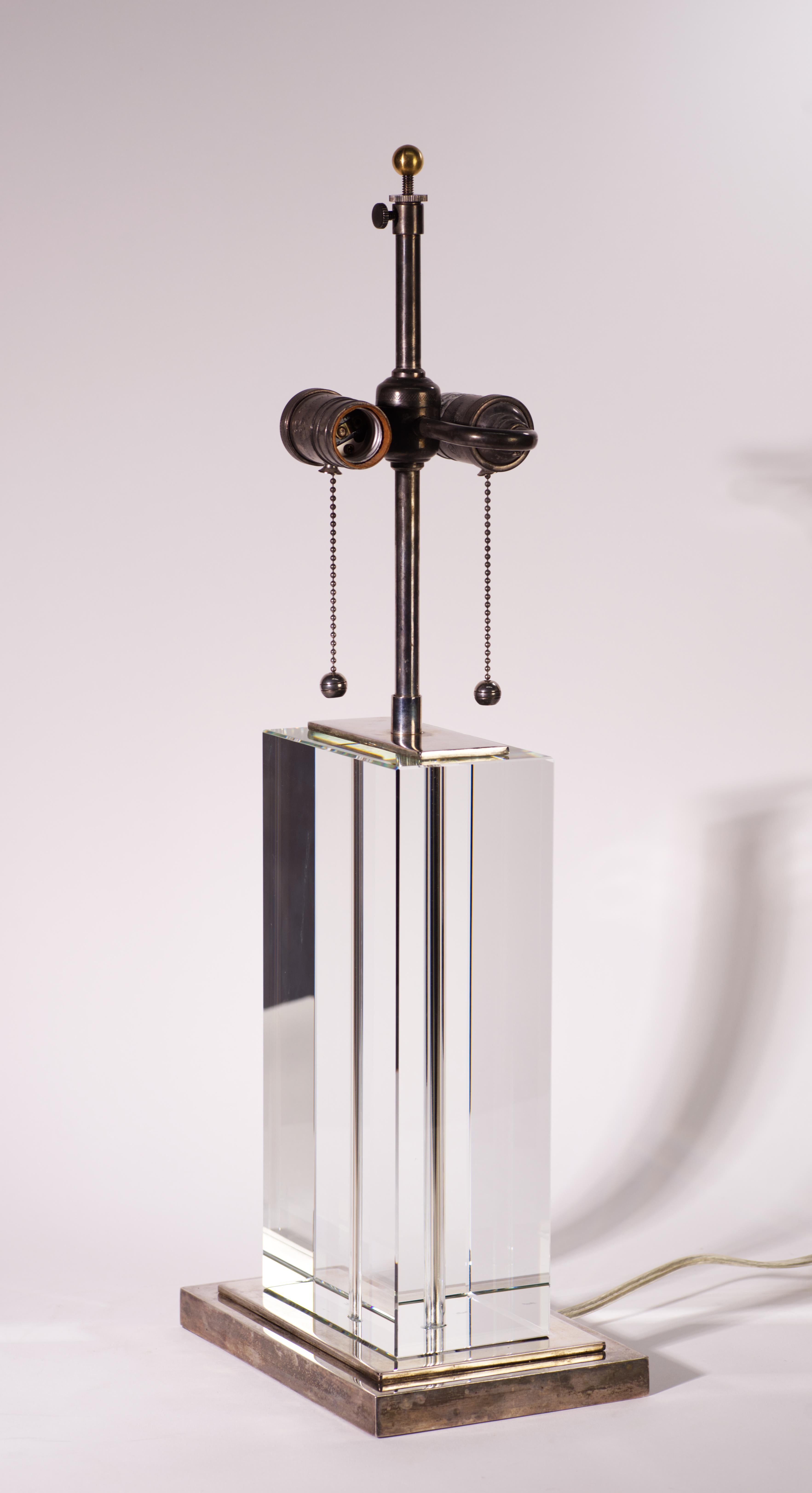 Hand-Crafted Visual Comfort Glass Block Art Deco Table Lamp For Sale