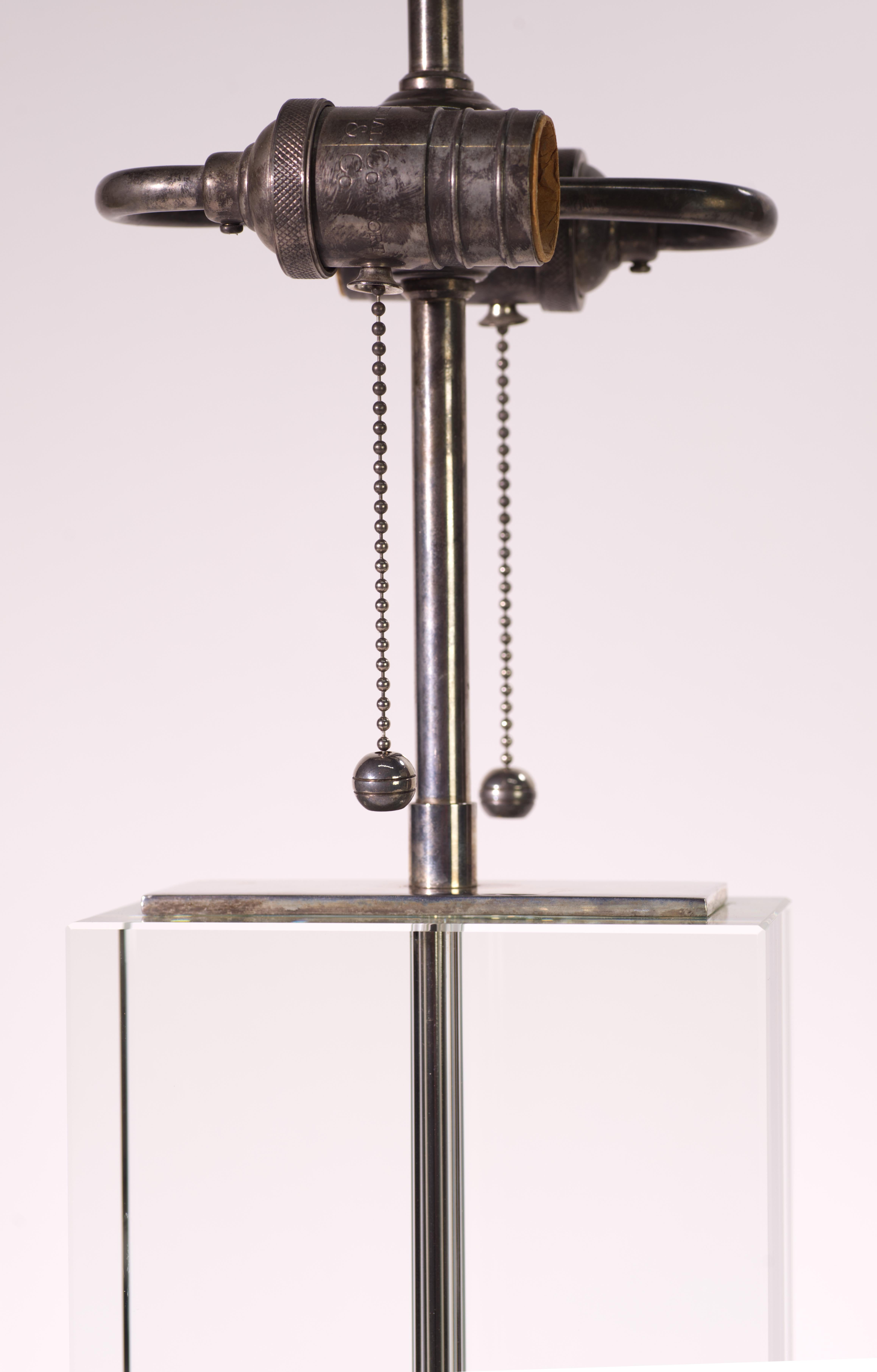 20th Century Visual Comfort Glass Block Art Deco Table Lamp For Sale