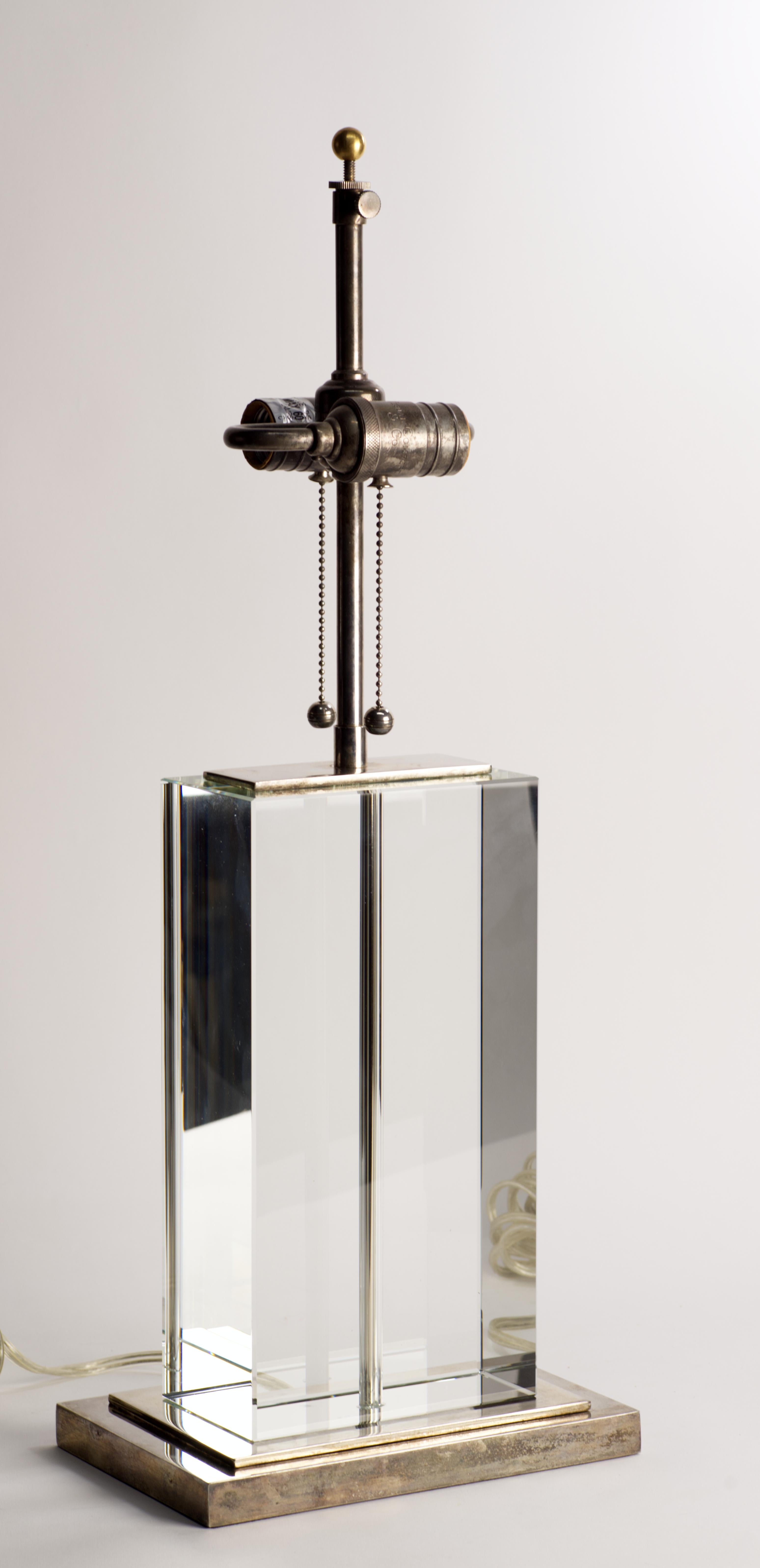 Visual Comfort Glass Block Art Deco Table Lamp For Sale 1