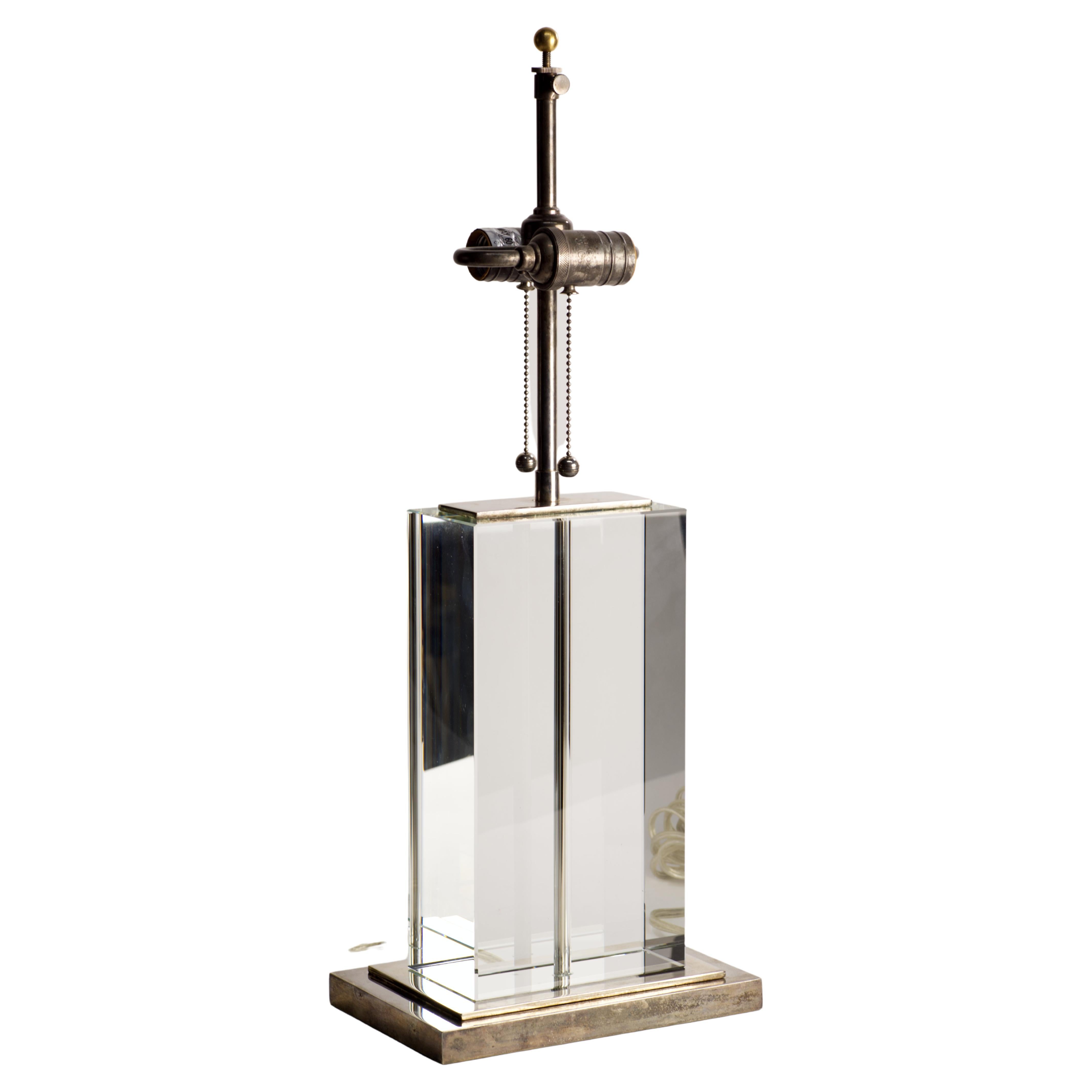 Visual Comfort Glass Block Art Deco Table Lamp