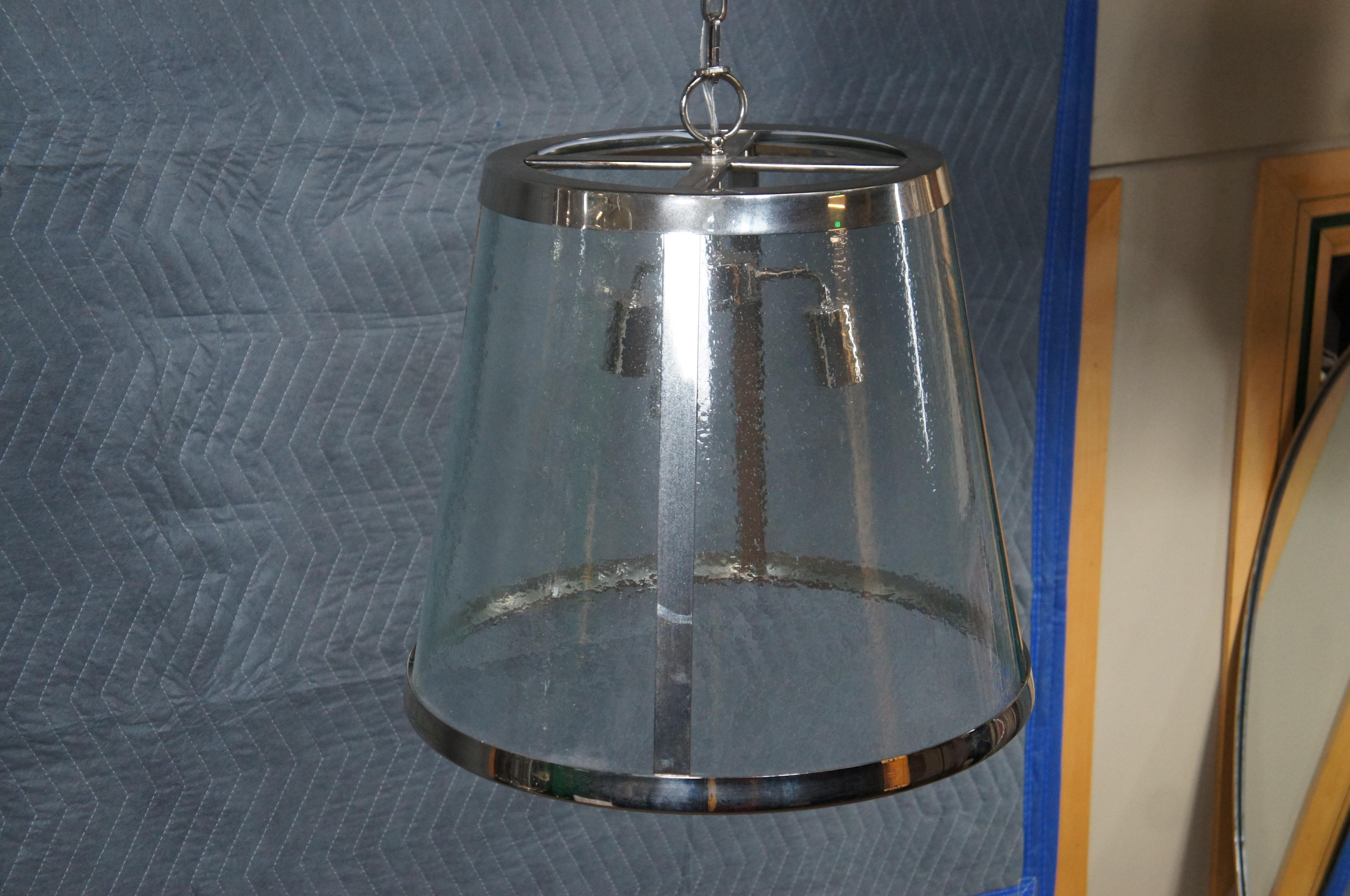 Visual Comfort Harrow Collection Polished Nickel Three Light Pendant Light In Good Condition For Sale In Dayton, OH