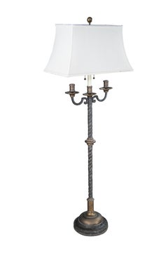Visual Comfort Spanish Revival Cast Iron Barley Twist Candelabra Floor Lamp