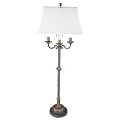 Visual Comfort Spanish Revival Cast Iron Barley Twist Candelabra Floor Lamp