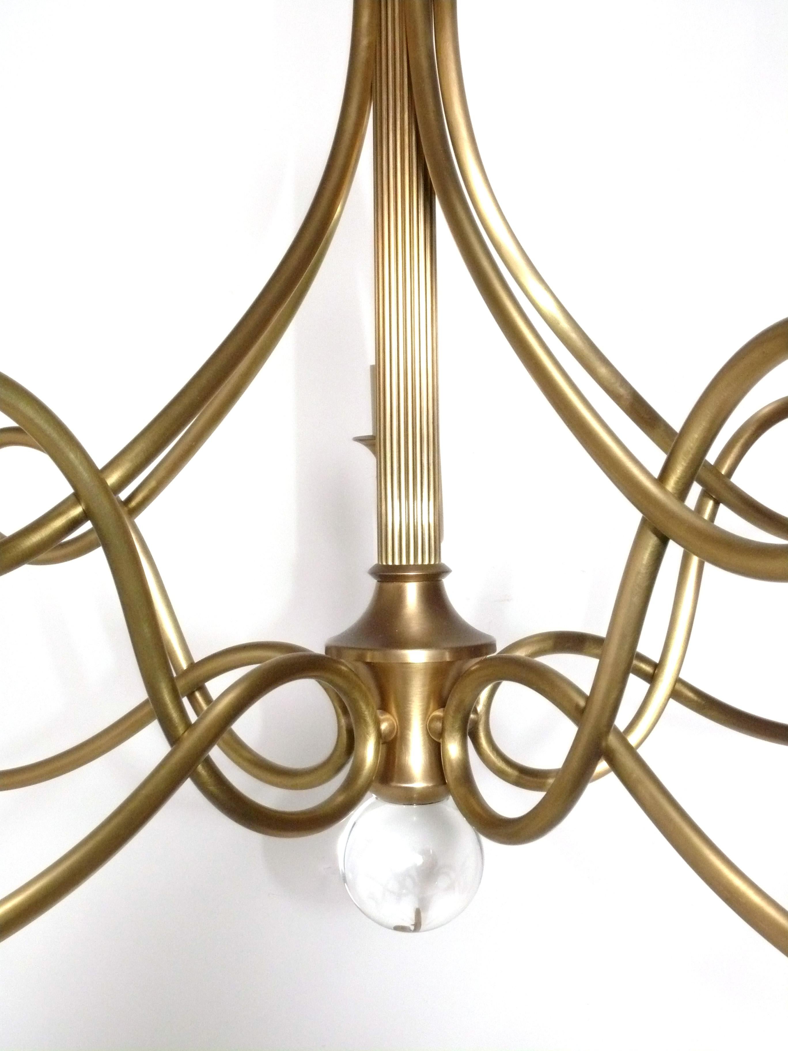 American Visual Comfort Twist Chandelier by Eric Cohler in Antiqued Brass For Sale