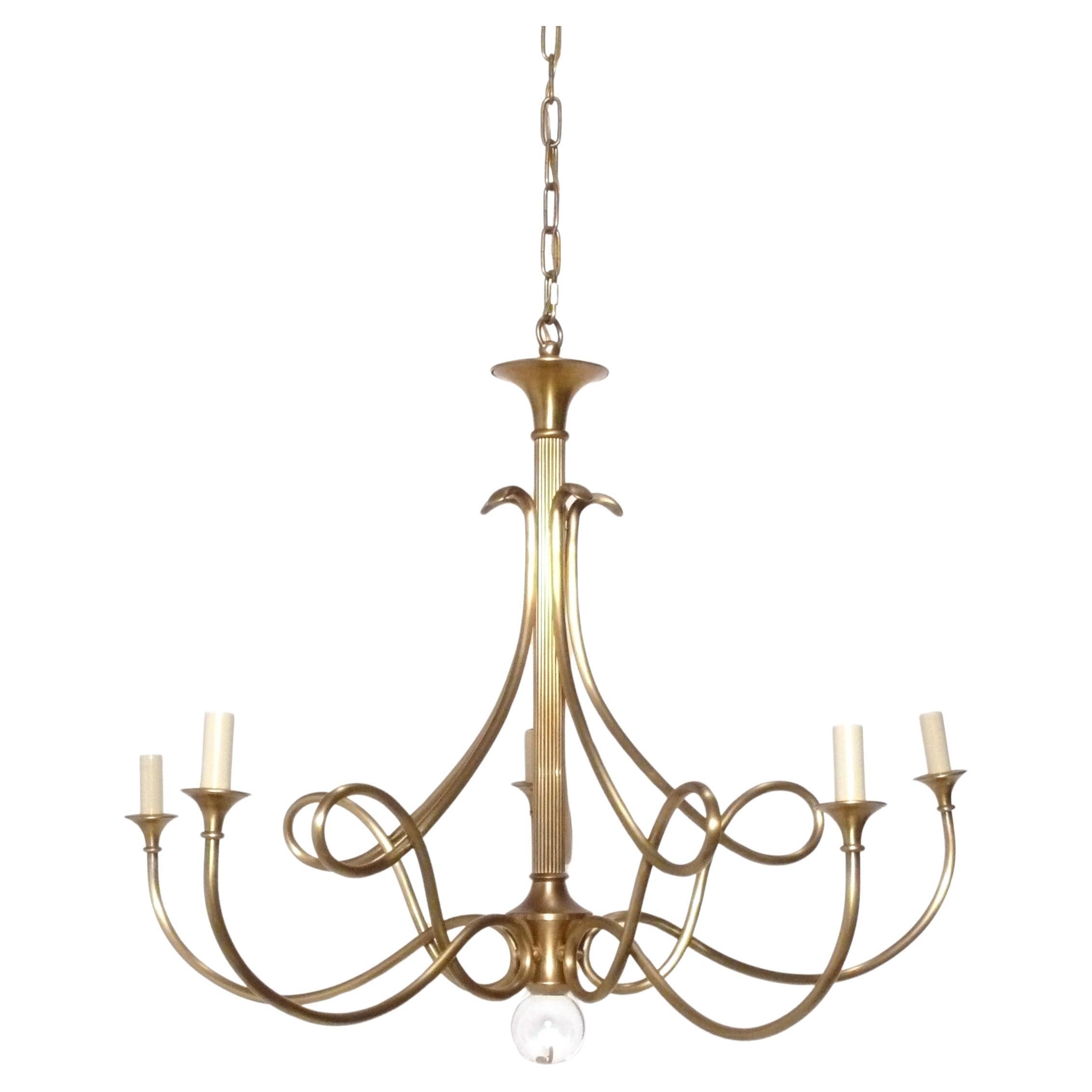 Visual Comfort Twist Chandelier by Eric Cohler in Antiqued Brass