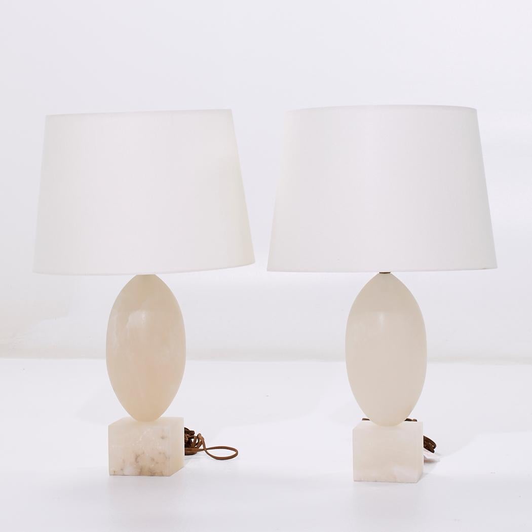 Modern Visual Comfort Versa Alabaster Table Lamps - Pair For Sale