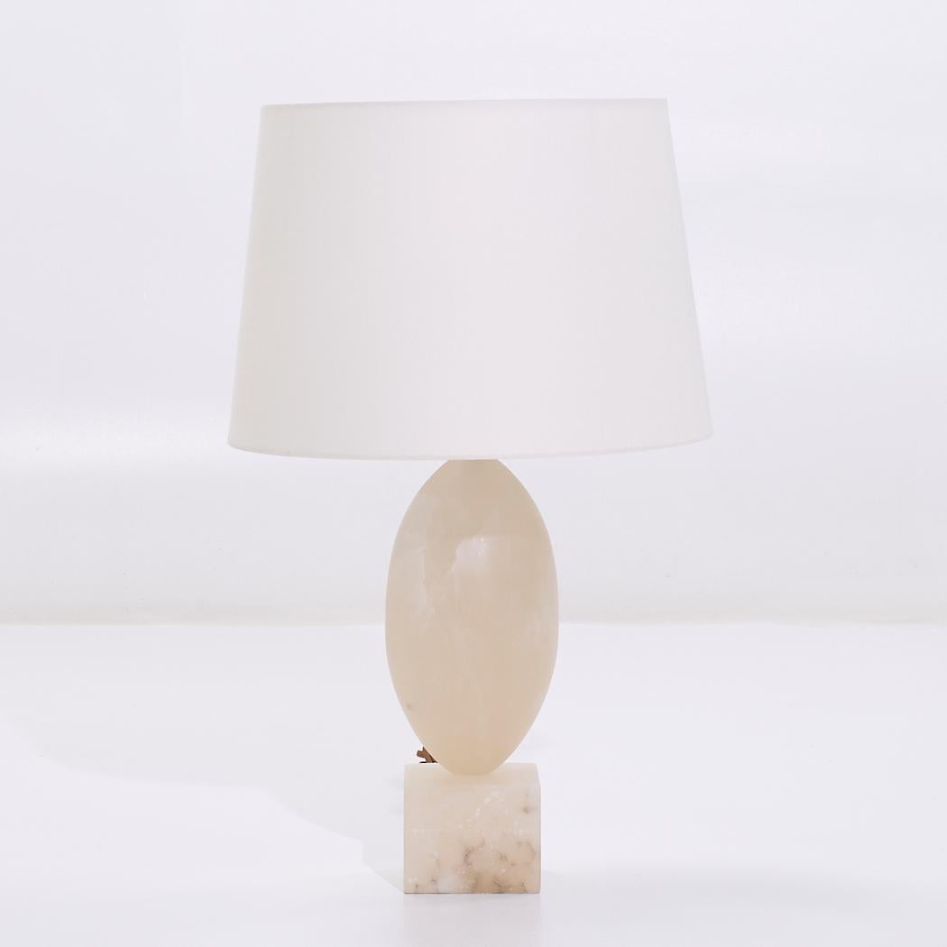 American Visual Comfort Versa Alabaster Table Lamps - Pair For Sale