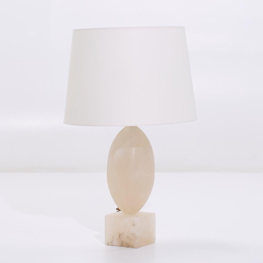 Contemporary Visual Comfort Versa Alabaster Table Lamps - Pair For Sale