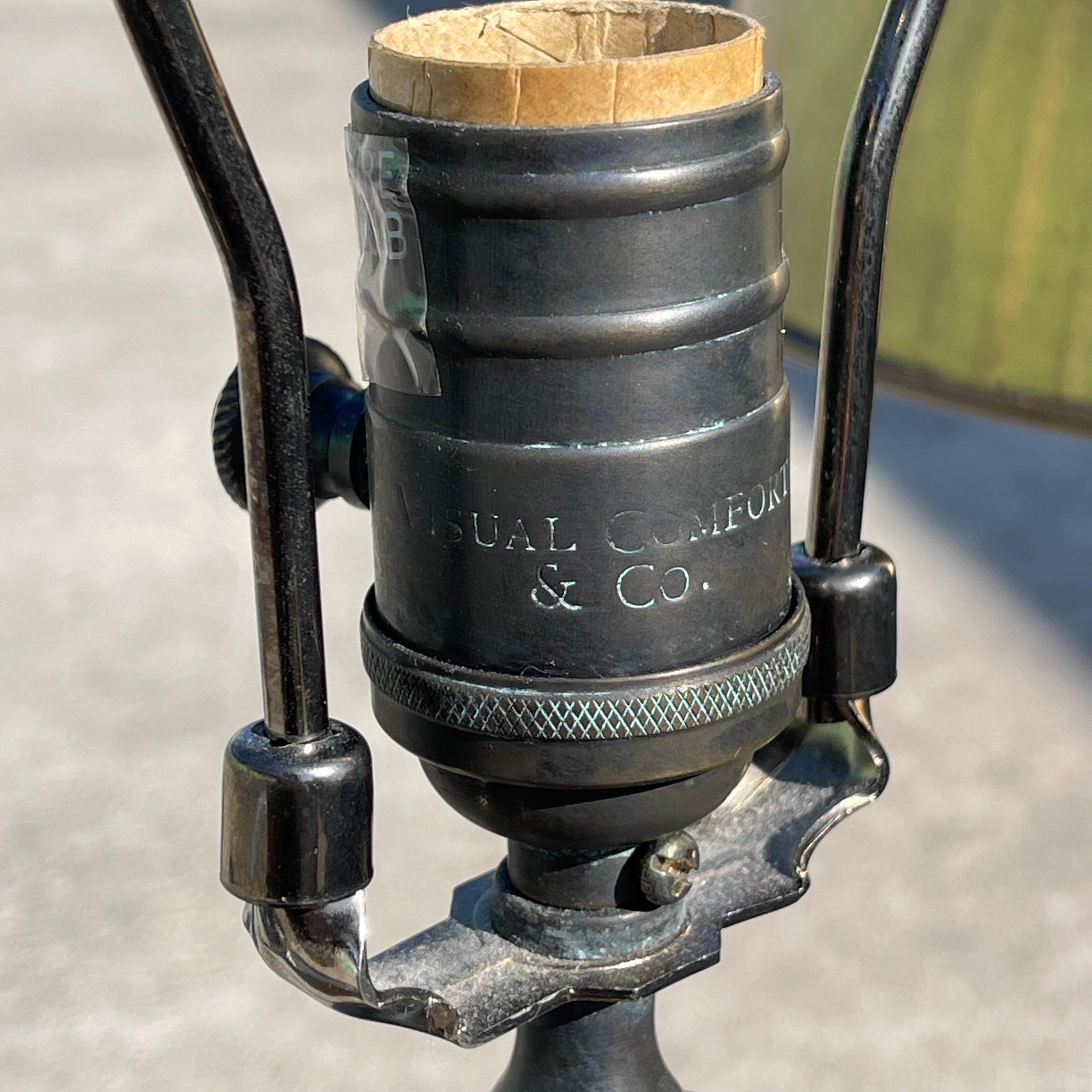 Visual Comforts Patinated Bronze Neo Classical Empire Brass Shade Table Lamps en venta 4