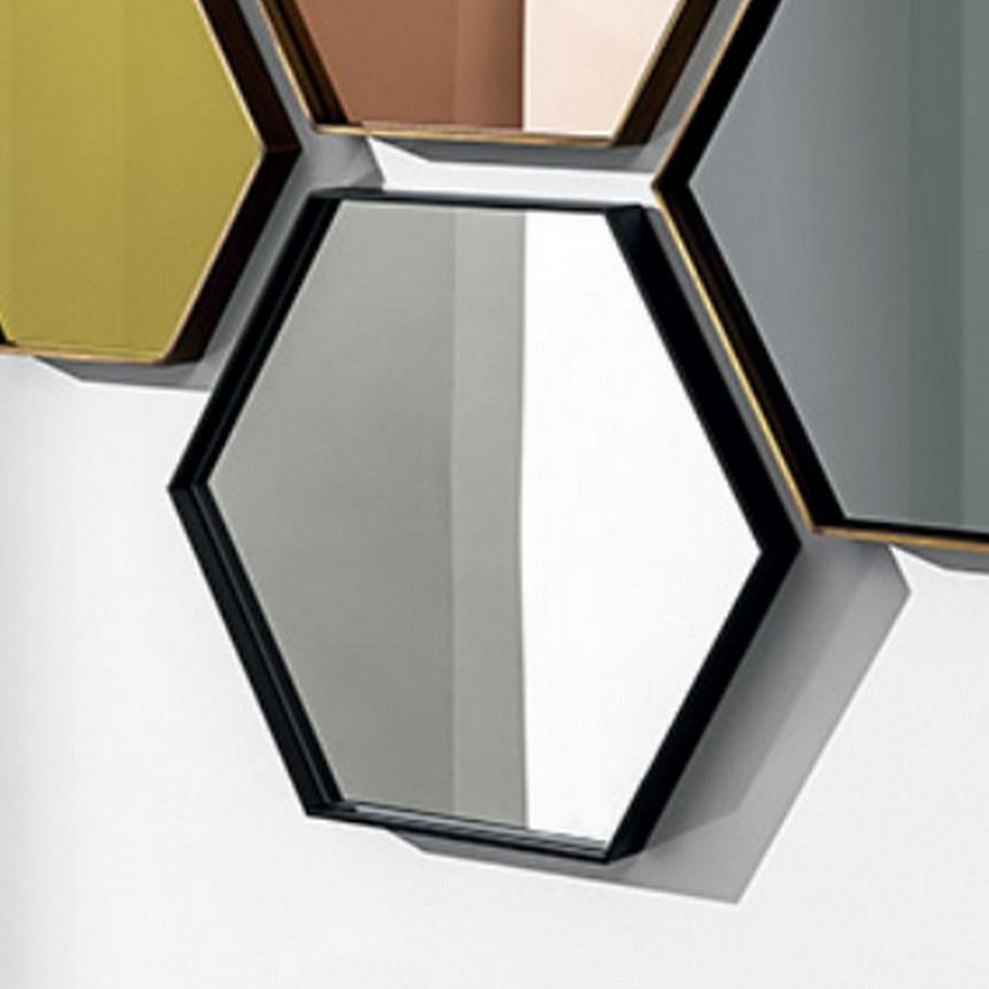 Modern In Stock in Los Angeles, Visual Hexagonal Wall Mirror, Made in Italy