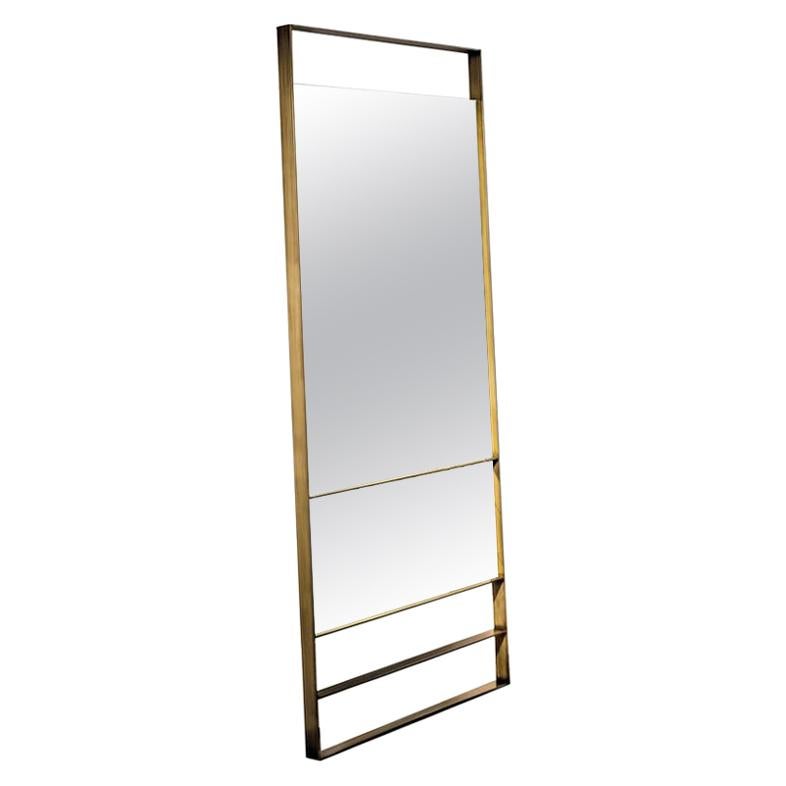 Visual Rectangular Brass Floor Mirror For Sale on 1stDibs