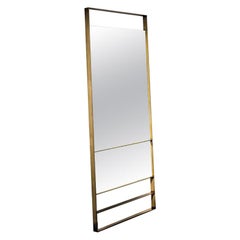 Visual Rectangular Brass Floor Mirror, Made in Italy