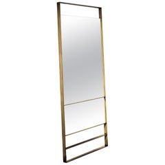 In stock in Los Angeles, Visual Rectangular Brass Floor Mirror, Made in Italy