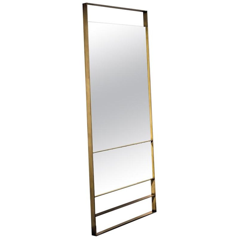 In stock in Los Angeles, Visual Rectangular Brass Floor Mirror, Made in Italy at 1stDibs