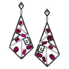 Visualmente llamativos: Pendientes-colgantes de rubí rojo vivo de 10,19 quilates-Trompo de cabeza
