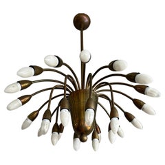 Optisch auffallend Mid-Century Modern Messing 24 Arm / Light Chandelier Pendelleuchte 