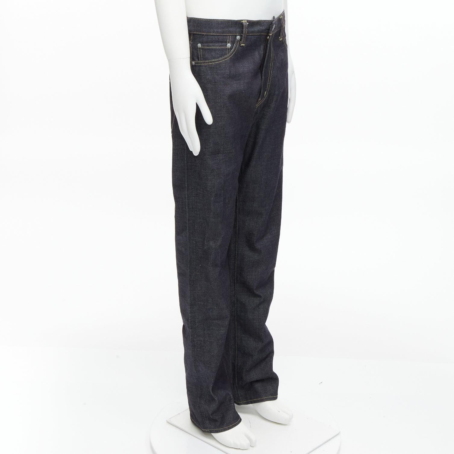 Black VISVIM 05R dark navy 3D back yoke white stitches pocket selvedge denim pants 34