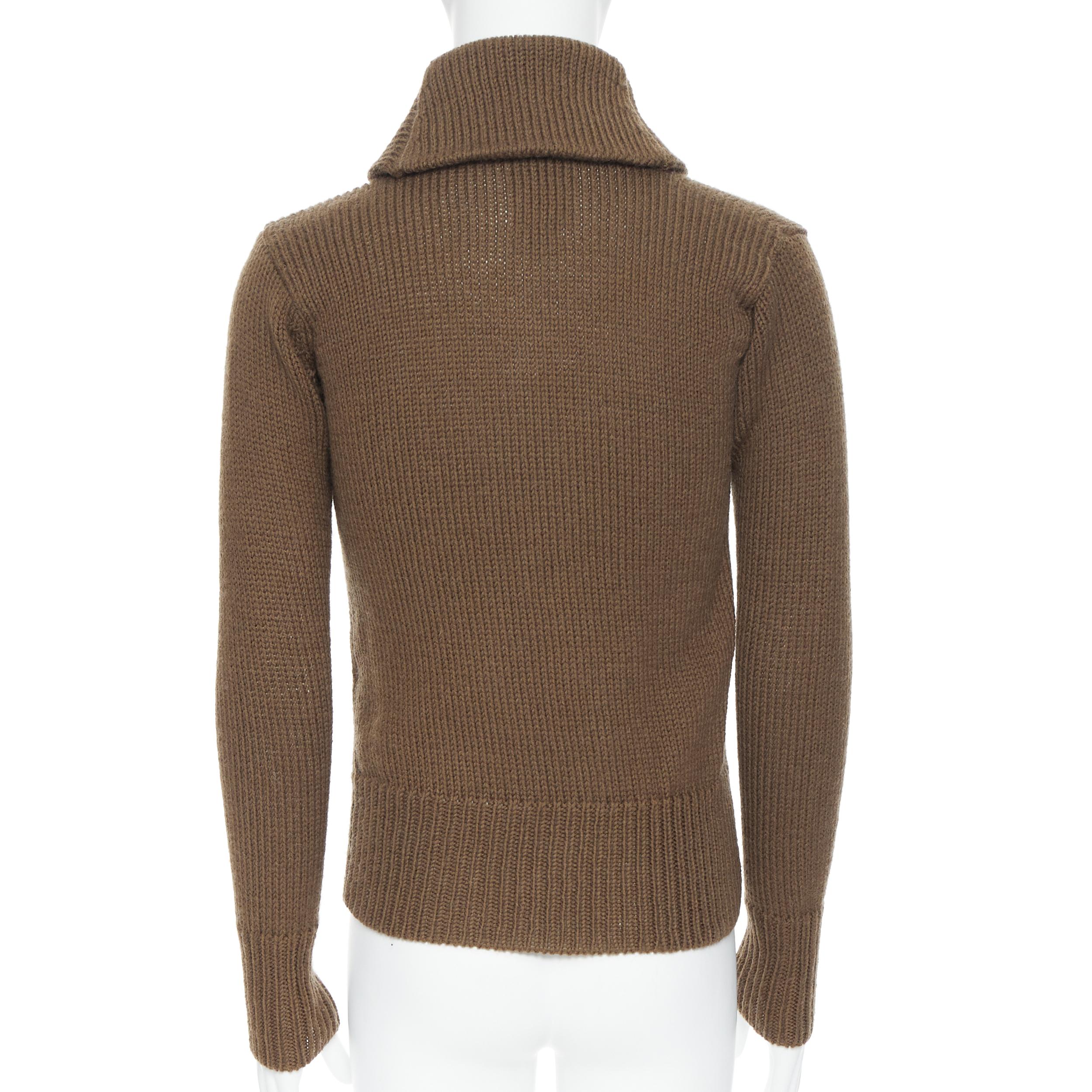 Beige VISVIM 100% wool khaki green chunky knit sailor cardigan sweater JP1 S For Sale