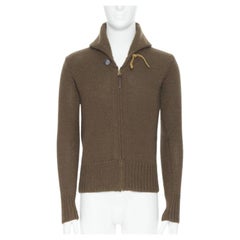 VISVIM 100% wool khaki green chunky knit sailor cardigan sweater JP1 S