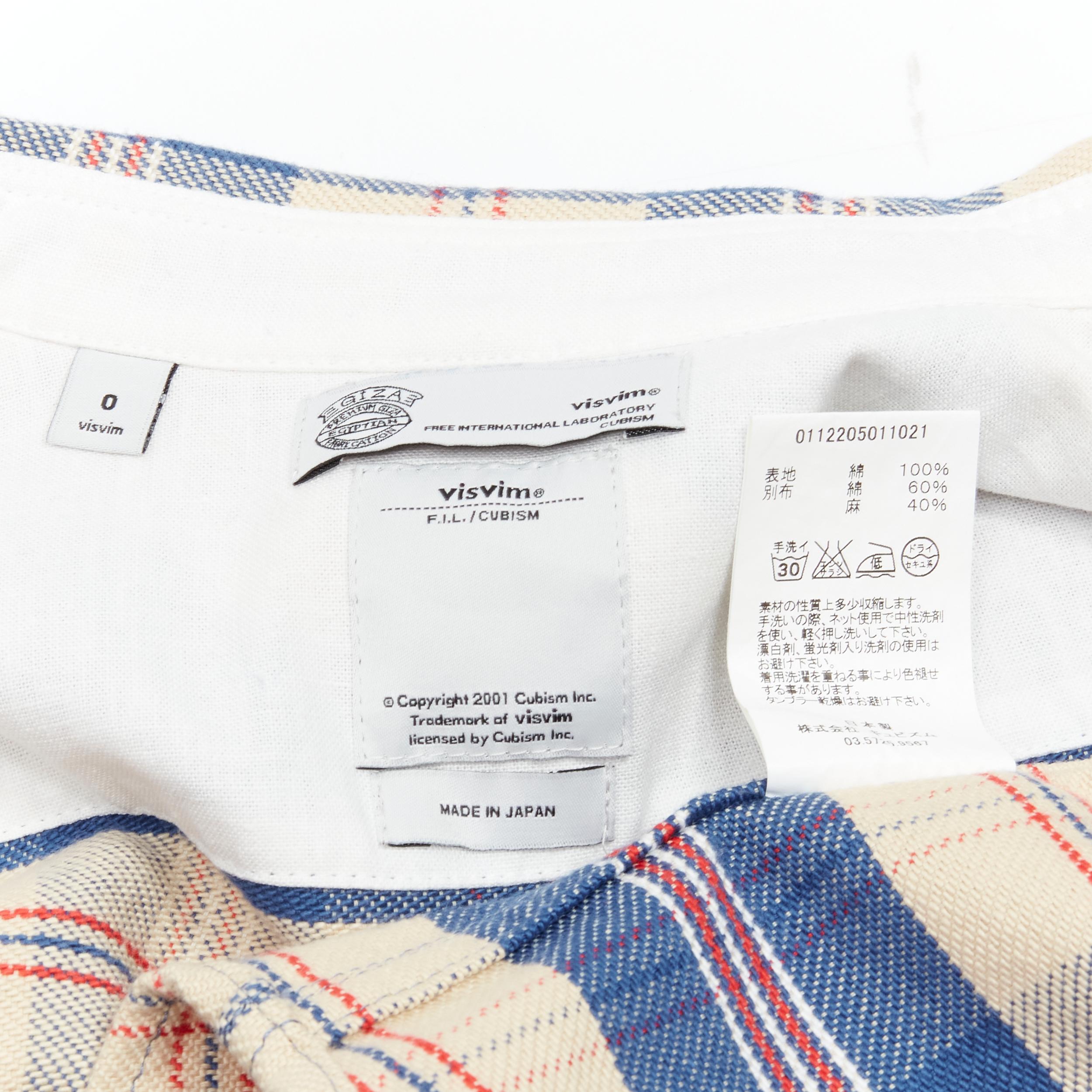 VISVIM cotton blue beige plaid flap pockets button down shirt JP0 XS For Sale 5