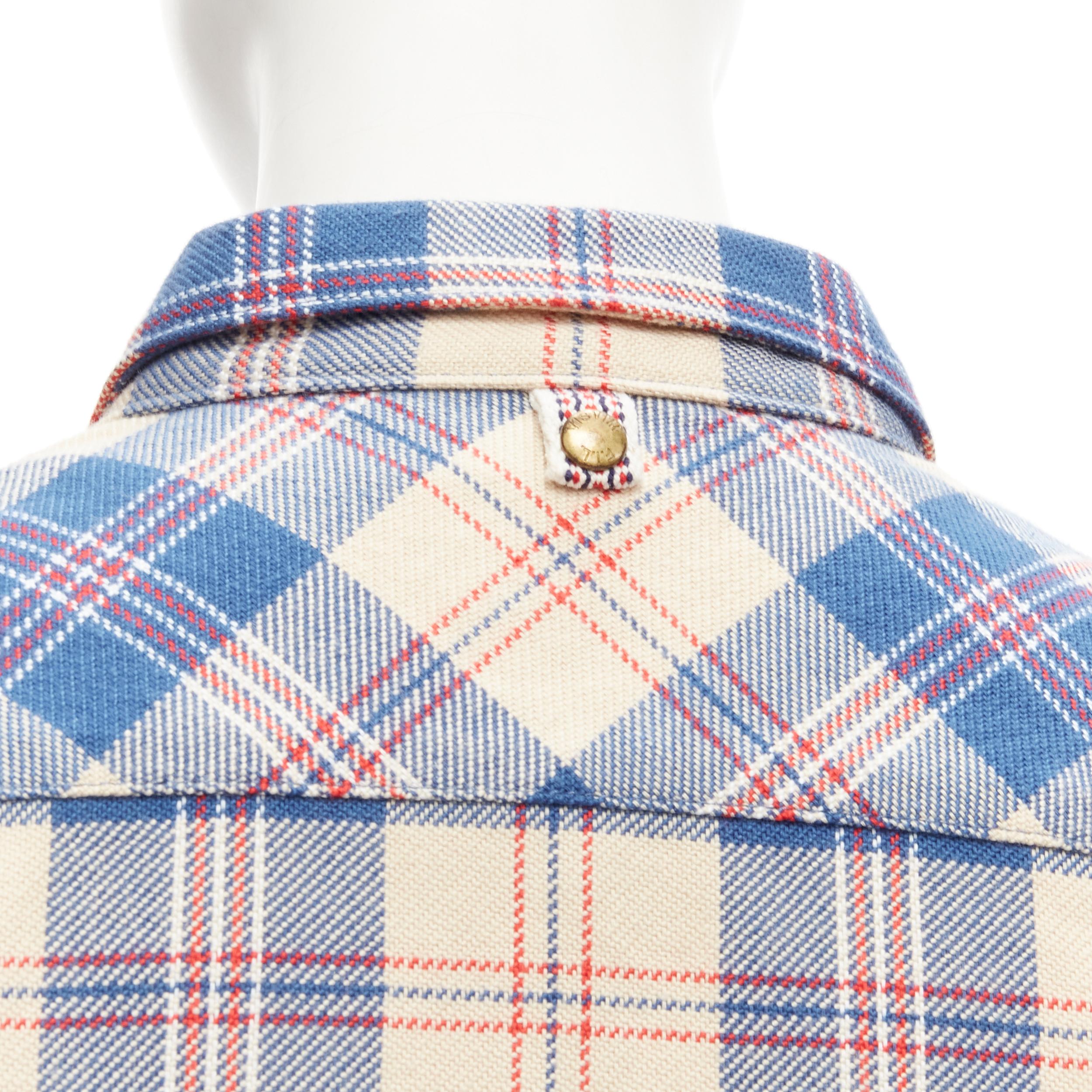 VISVIM cotton blue beige plaid flap pockets button down shirt JP0 XS
Reference: YNWG/A00125
Brand: Visvim
Material: Cotton, Linen
Color: Blue, Beige
Pattern: Plaid
Closure: Button
Made in: Japan

CONDITION:
Condition: Excellent, this item was