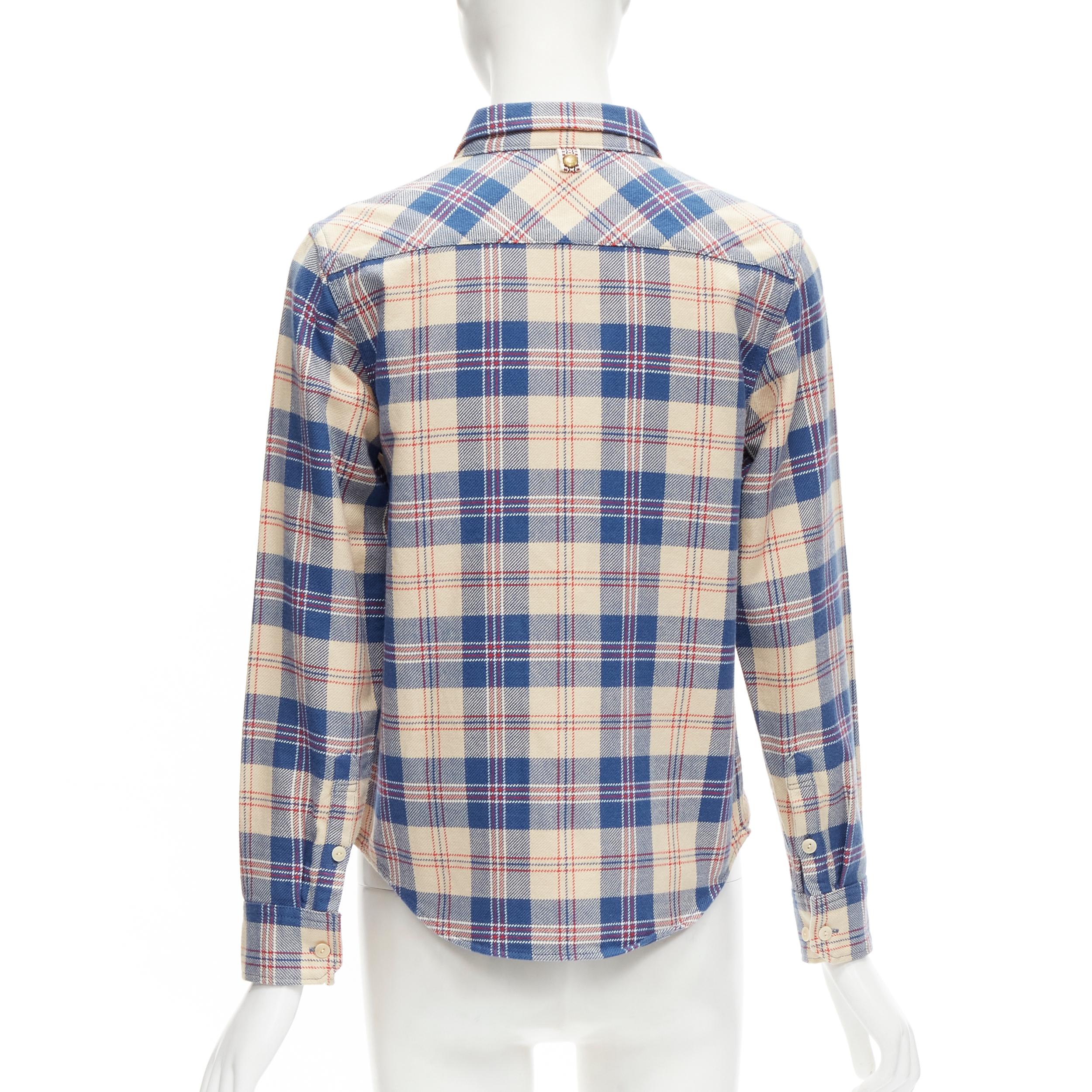 VISVIM cotton blue beige plaid flap pockets button down shirt JP0 XS For Sale 1