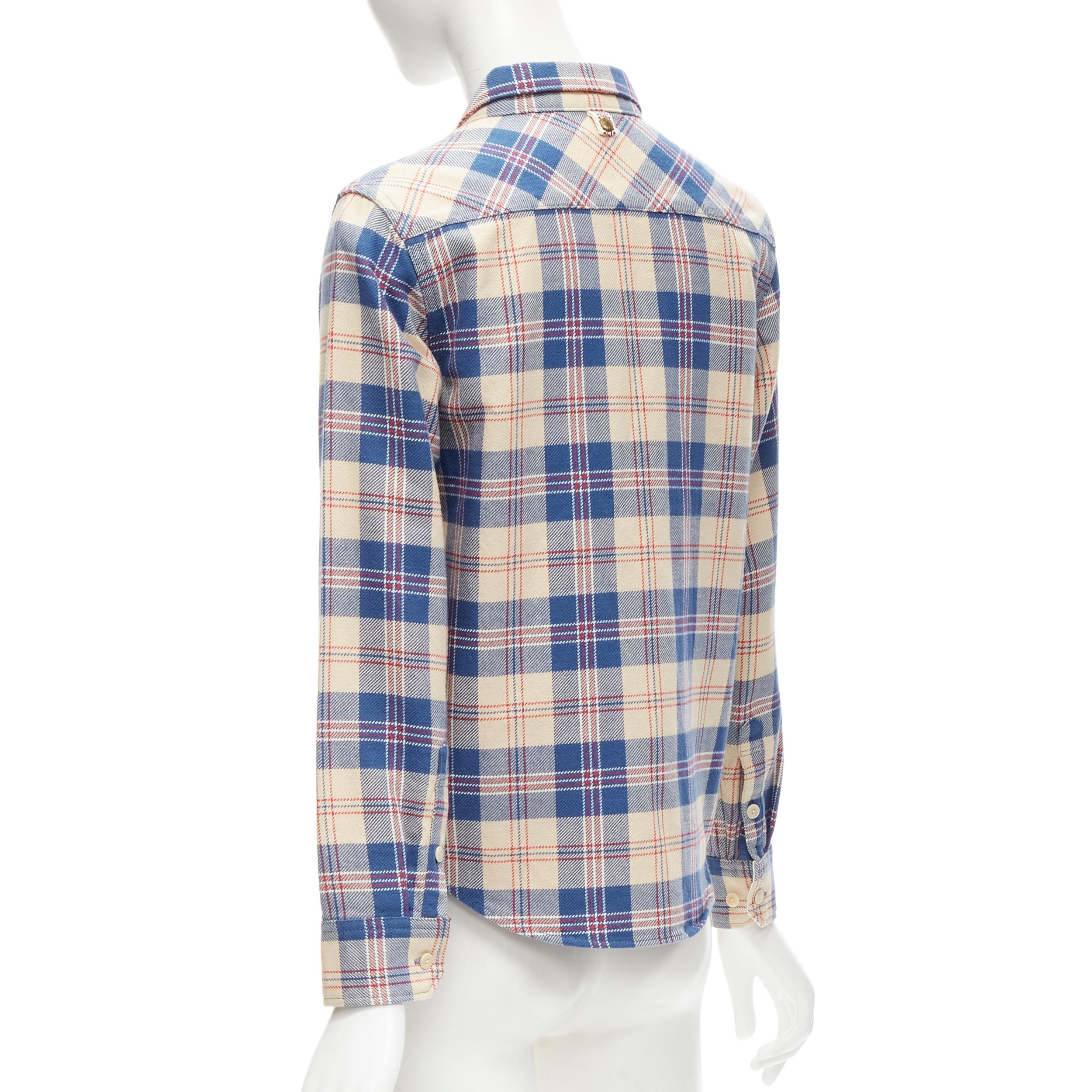 VISVIM cotton blue beige plaid flap pockets button down shirt JP0 XS For Sale 2