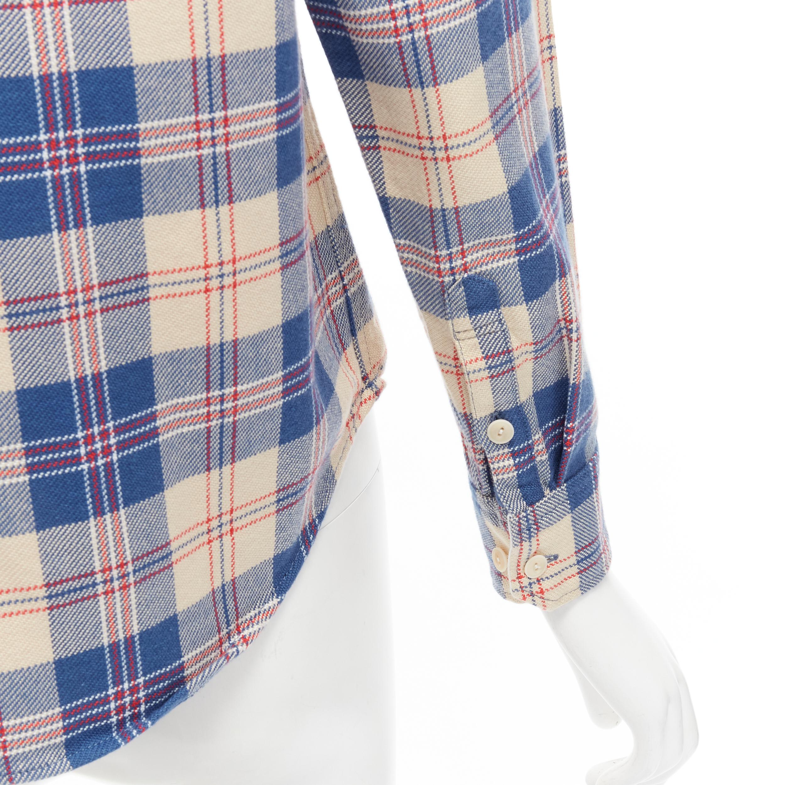 VISVIM cotton blue beige plaid flap pockets button down shirt JP0 XS For Sale 4