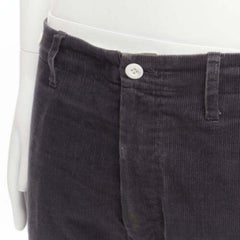 VISVIM grey cotton blend corduroy button embellished low rise wide pants L