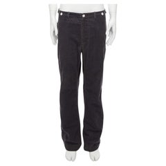 VISVIM, pantalon large à taille basse embelli de boutons en corduroy de coton mélangé gris L
