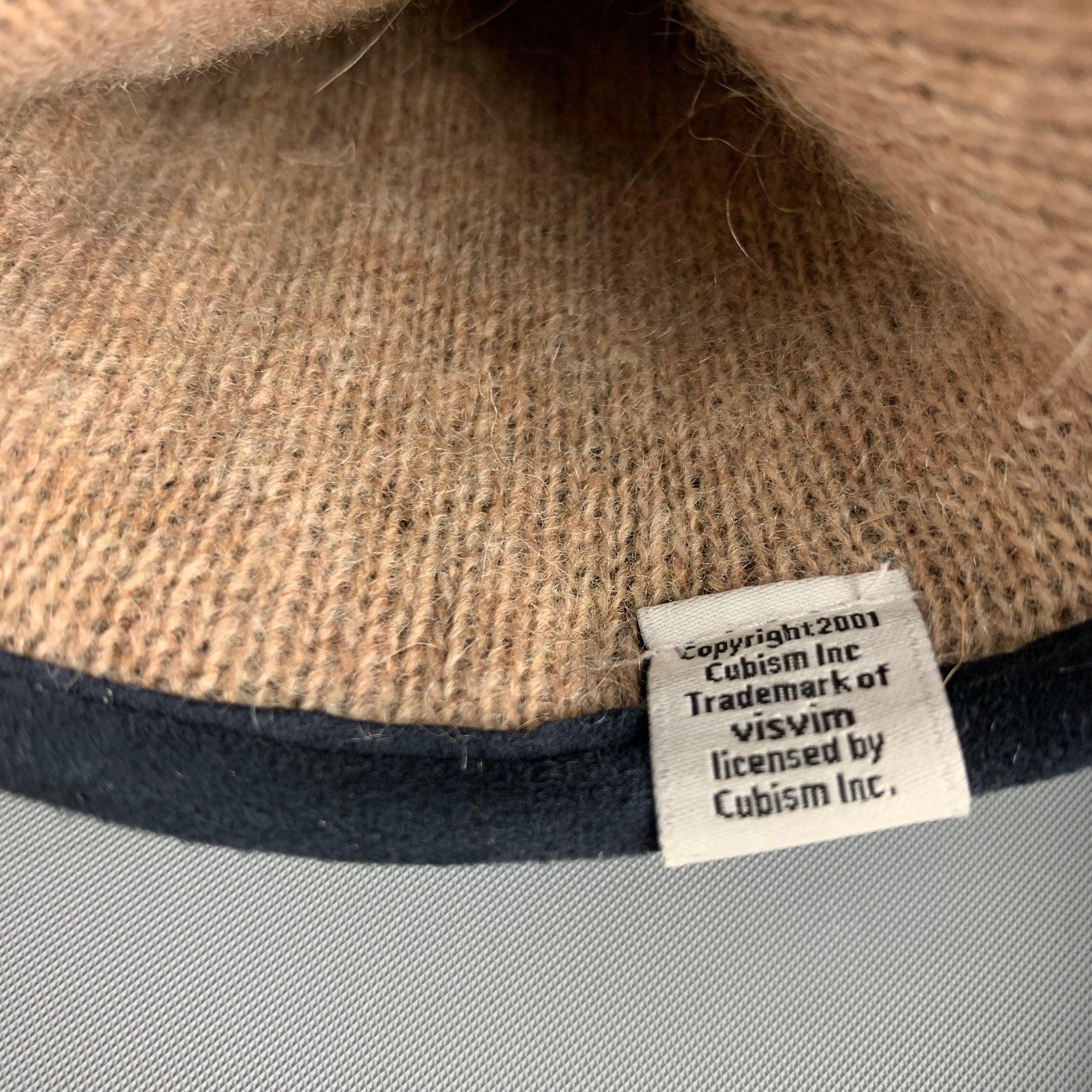 VISVIM Navy Taupe Plaid Suede Cashmere Gloves In Excellent Condition For Sale In San Francisco, CA