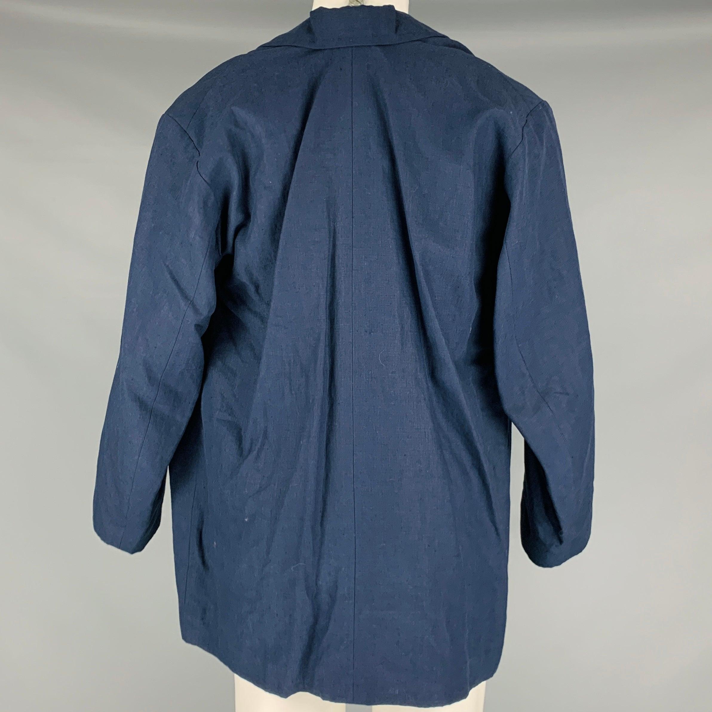 VISVIM -New Hope II- Size M Navy Linen Notch Lapel Sport Coat In Excellent Condition For Sale In San Francisco, CA