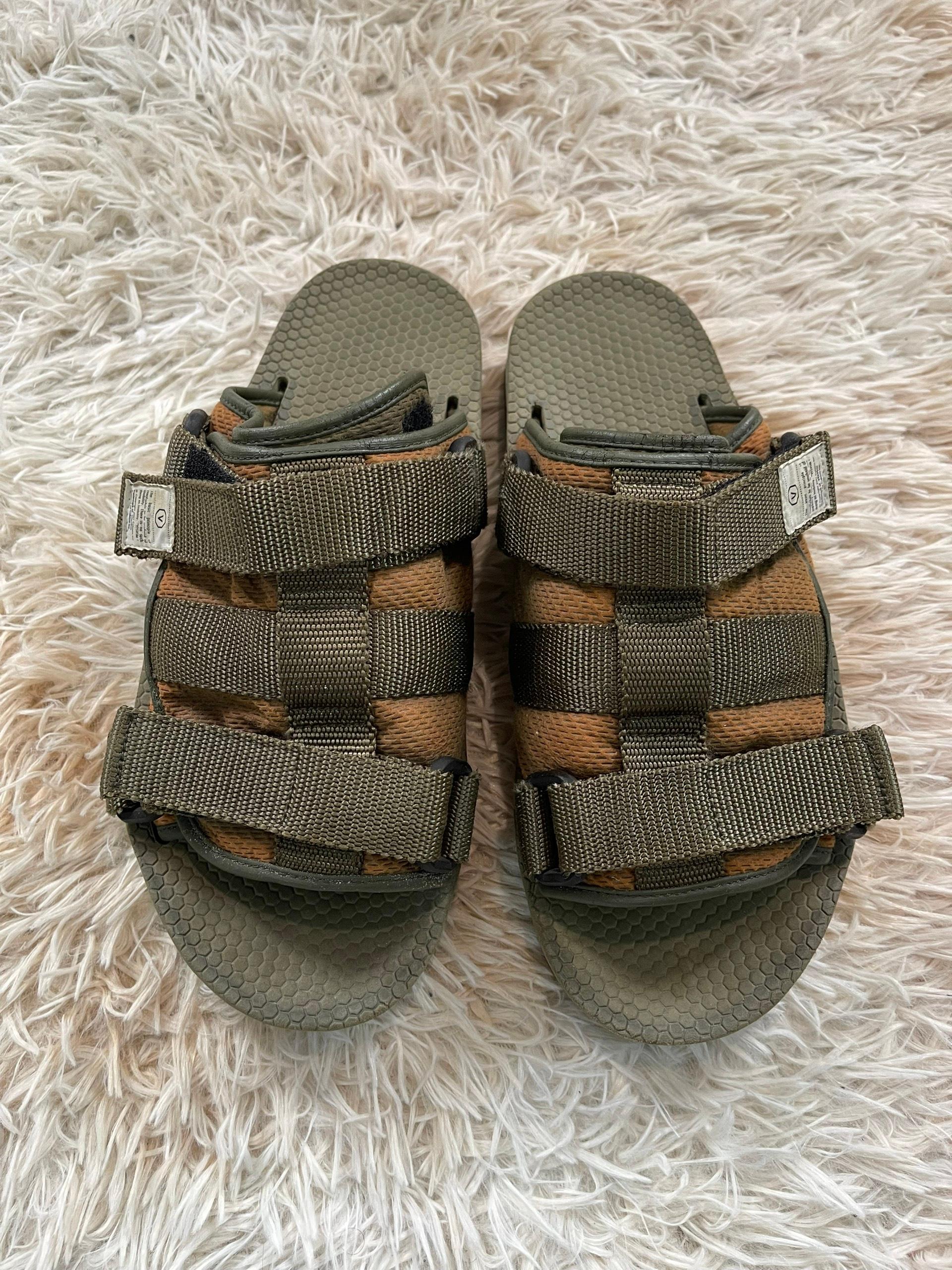 Visvim OG Christo Sandals Military Green In Good Condition For Sale In Seattle, WA