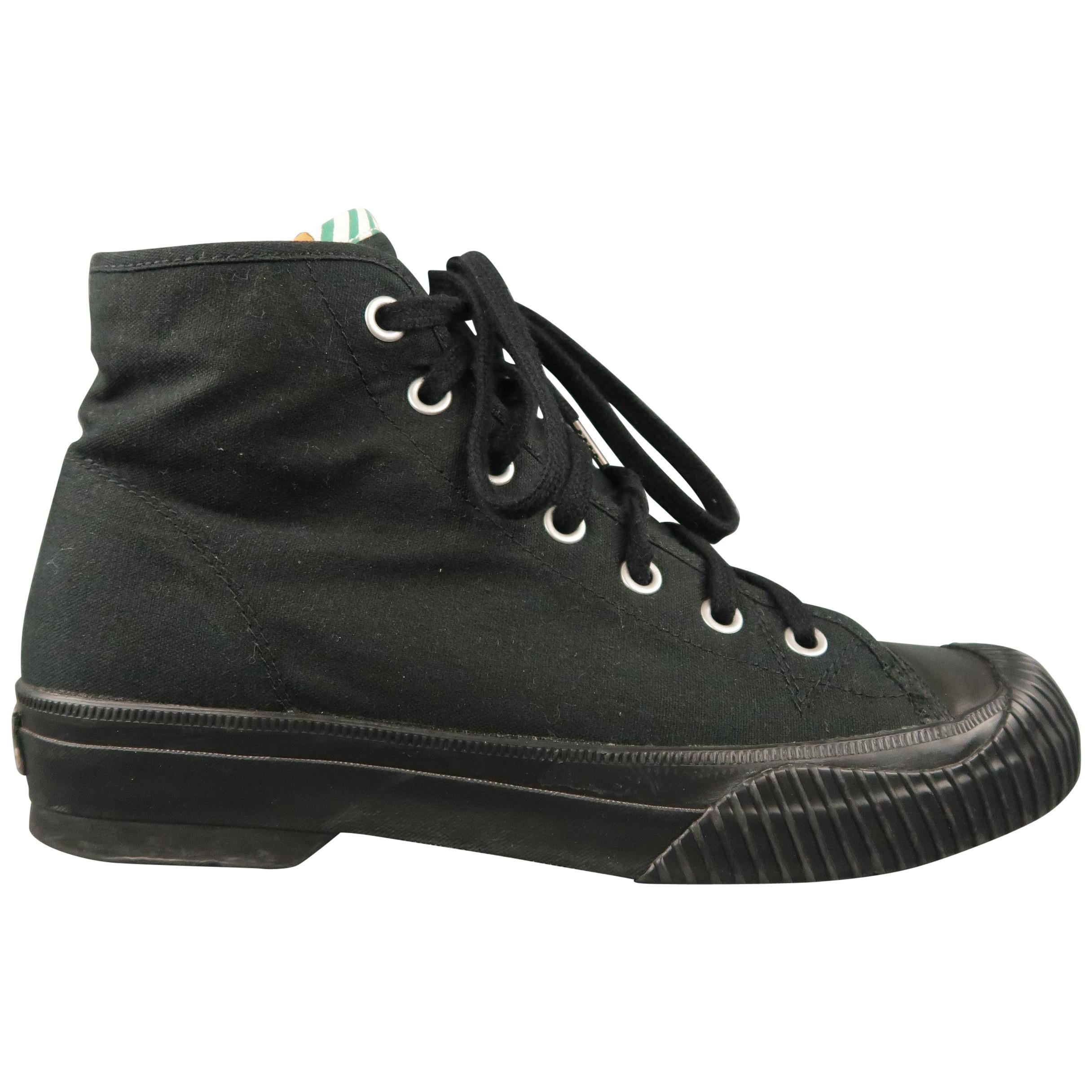 VISVIM Size 10 Black Canvas Rubber Sole Sneaker Boots