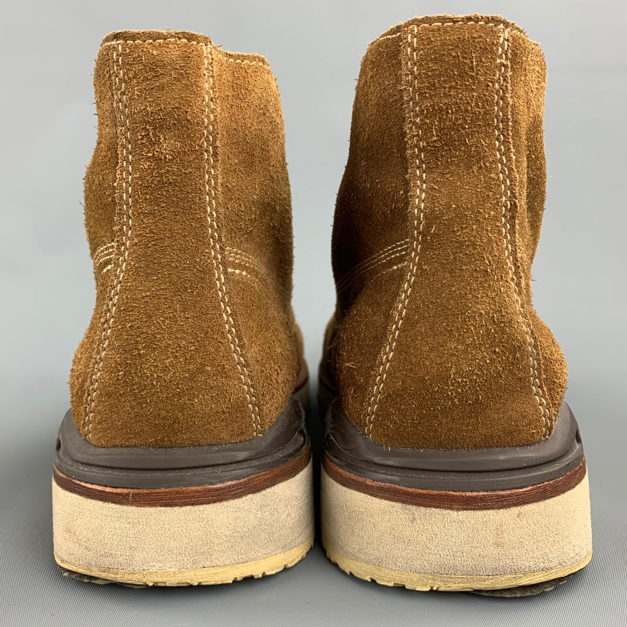 VISVIM Size 10 Brown Textured Suede Worker Lace Up Boots 1