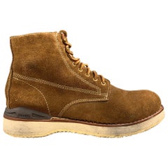 VISVIM Size 10 Brown Textured Suede Worker Lace Up Boots