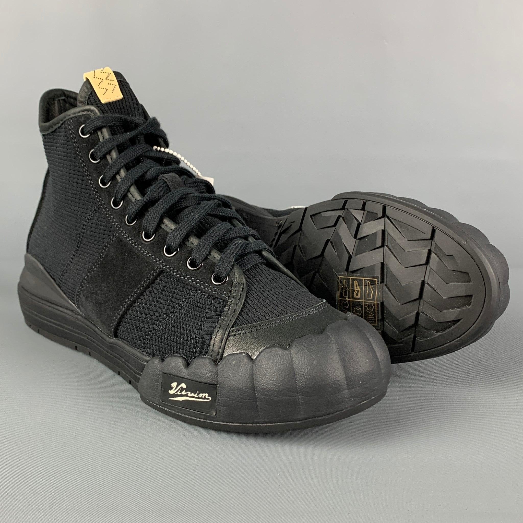 VISVIM Size 10.5 Black Mixed Material Lanier High-Top Sneakers In Good Condition For Sale In San Francisco, CA