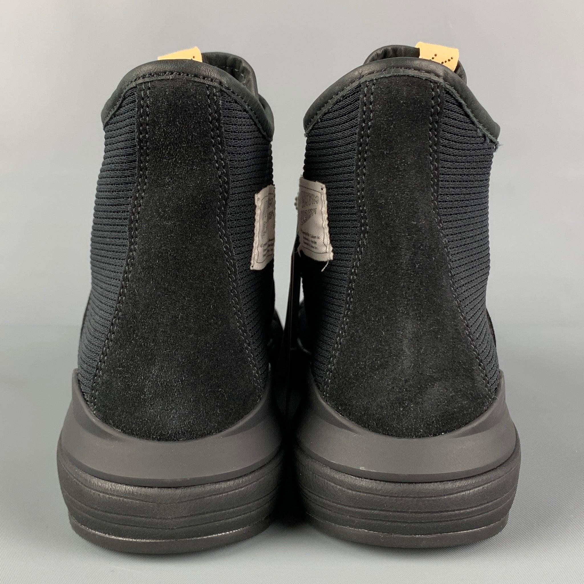 VISVIM Size 10.5 Black Mixed Material Lanier High-Top Sneakers For Sale 1