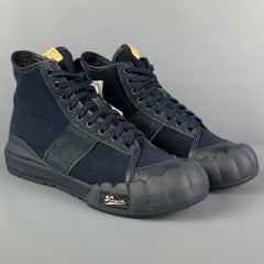 VISVIM Größe 10.5 Marineblaue Lanier High-Top-Turnschuhe aus gemischtem Material