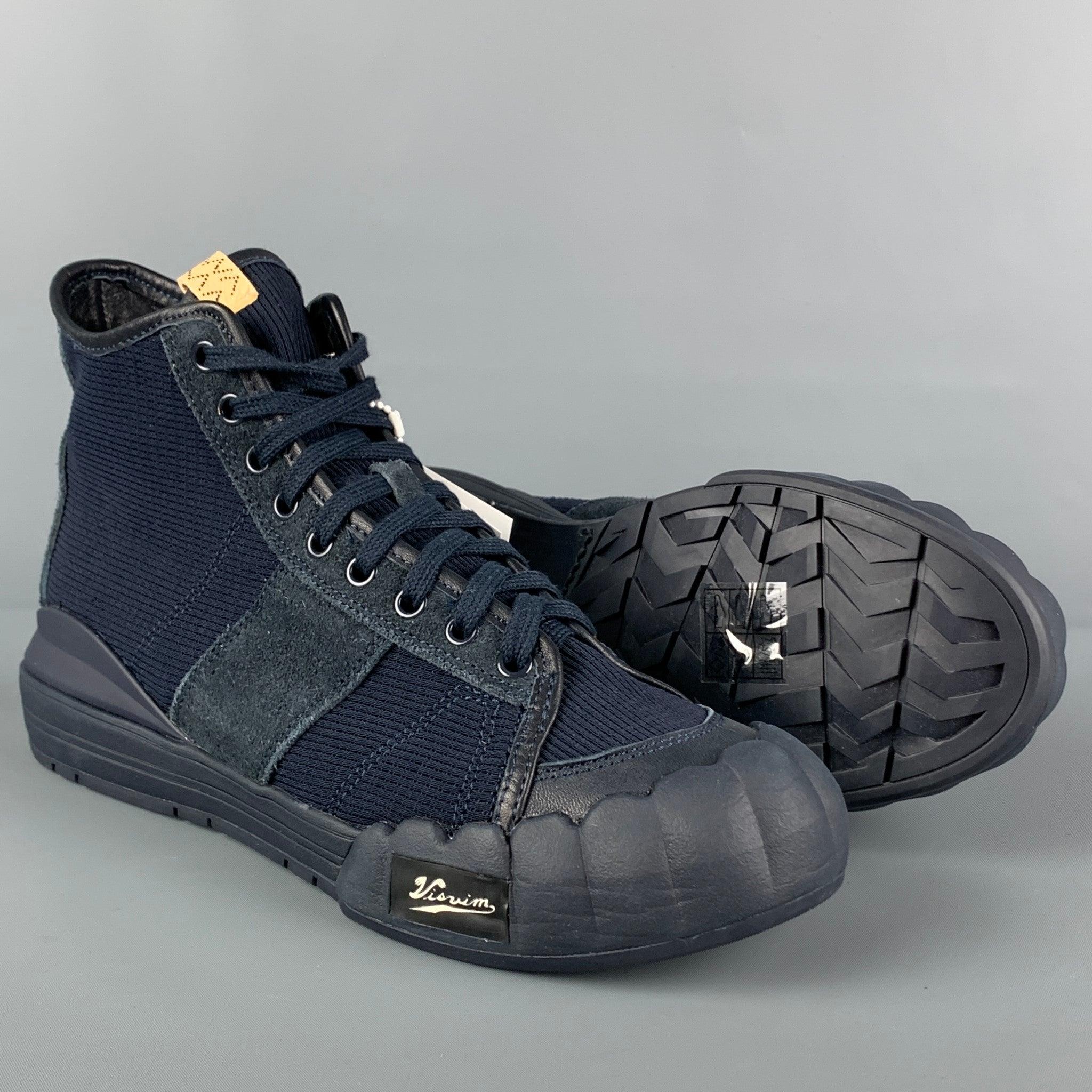 VISVIM Size 10.5 Navy Mixed Material Lanier High-Top Sneakers In Good Condition For Sale In San Francisco, CA