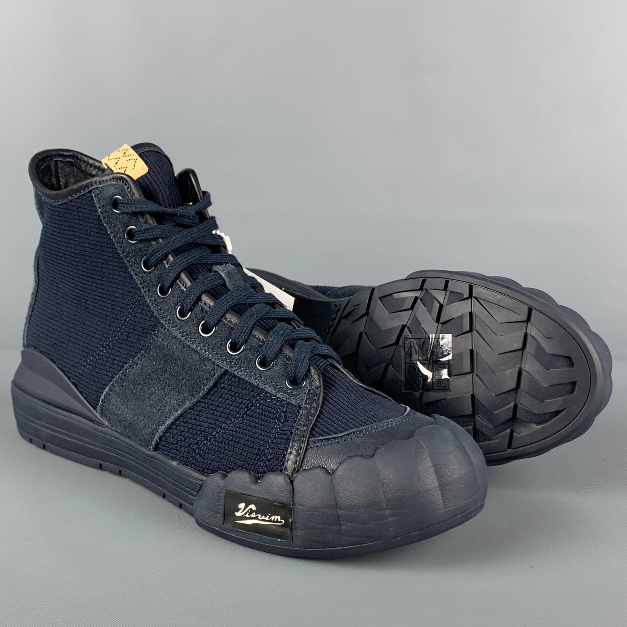 VISVIM Size 10.5 Navy Mixed Material Lanier High-Top Sneakers In New Condition In San Francisco, CA
