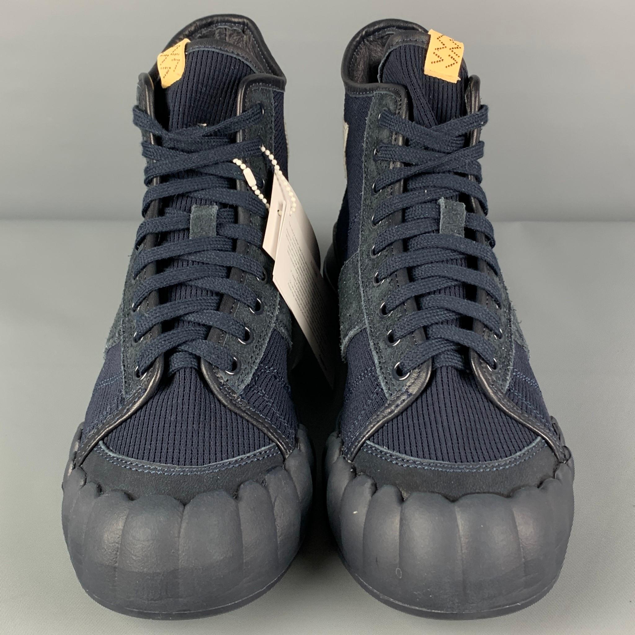 Men's VISVIM Size 10.5 Navy Mixed Material Lanier High-Top Sneakers