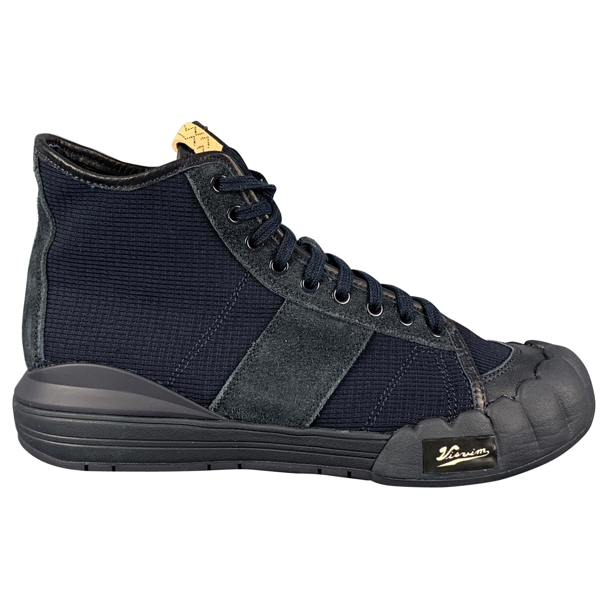 VISVIM - Scarpe da ginnastica alte Lanier in materiale misto Navy taglia 10.5 in vendita