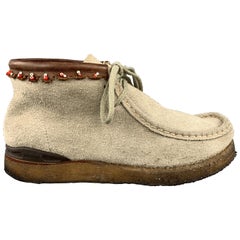 VISVIM Size 8.5 Natural Solid Suede Crepe Sole Boots