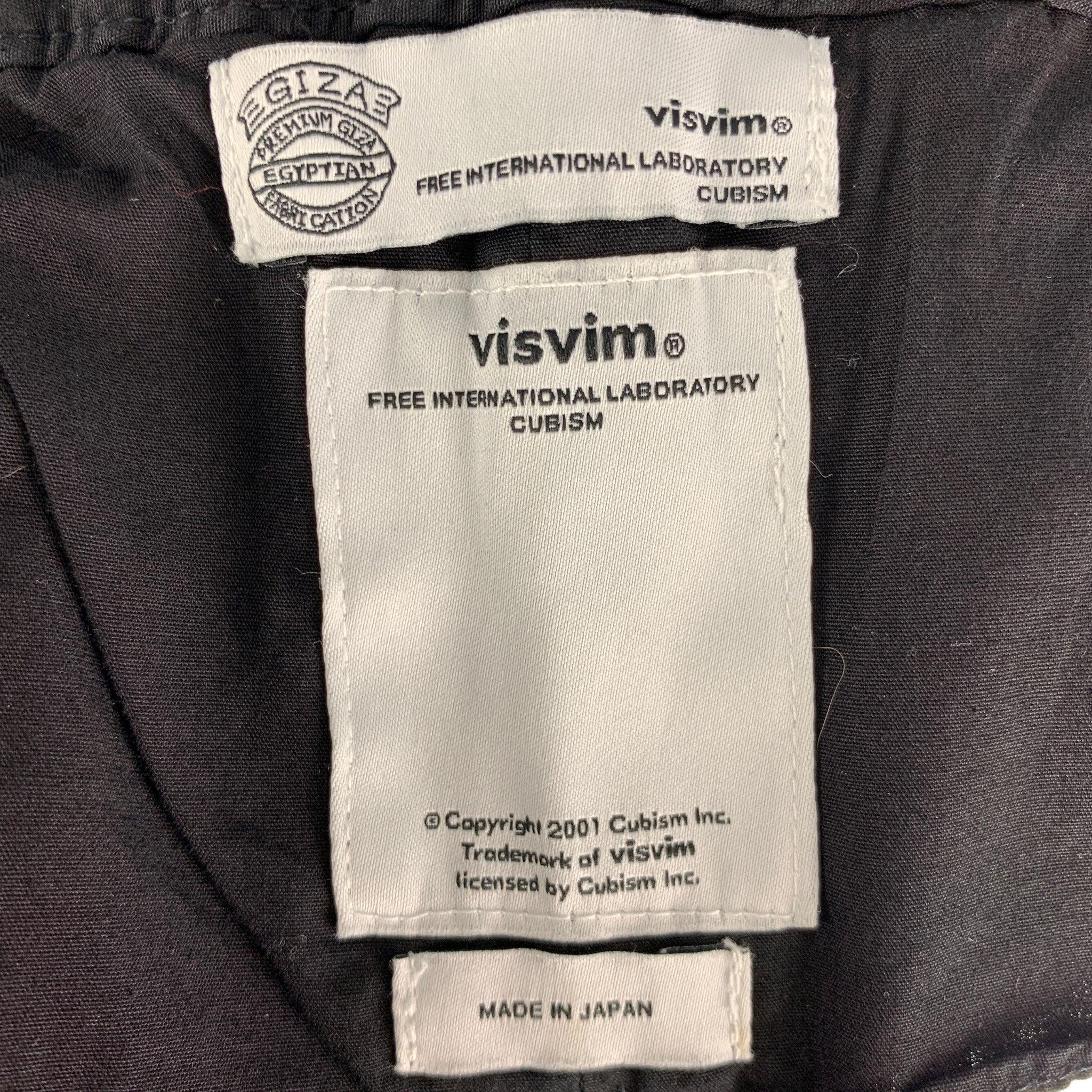 VISVIM Size L Black Solid Cotton Button Fly Casual Pants In Good Condition In San Francisco, CA