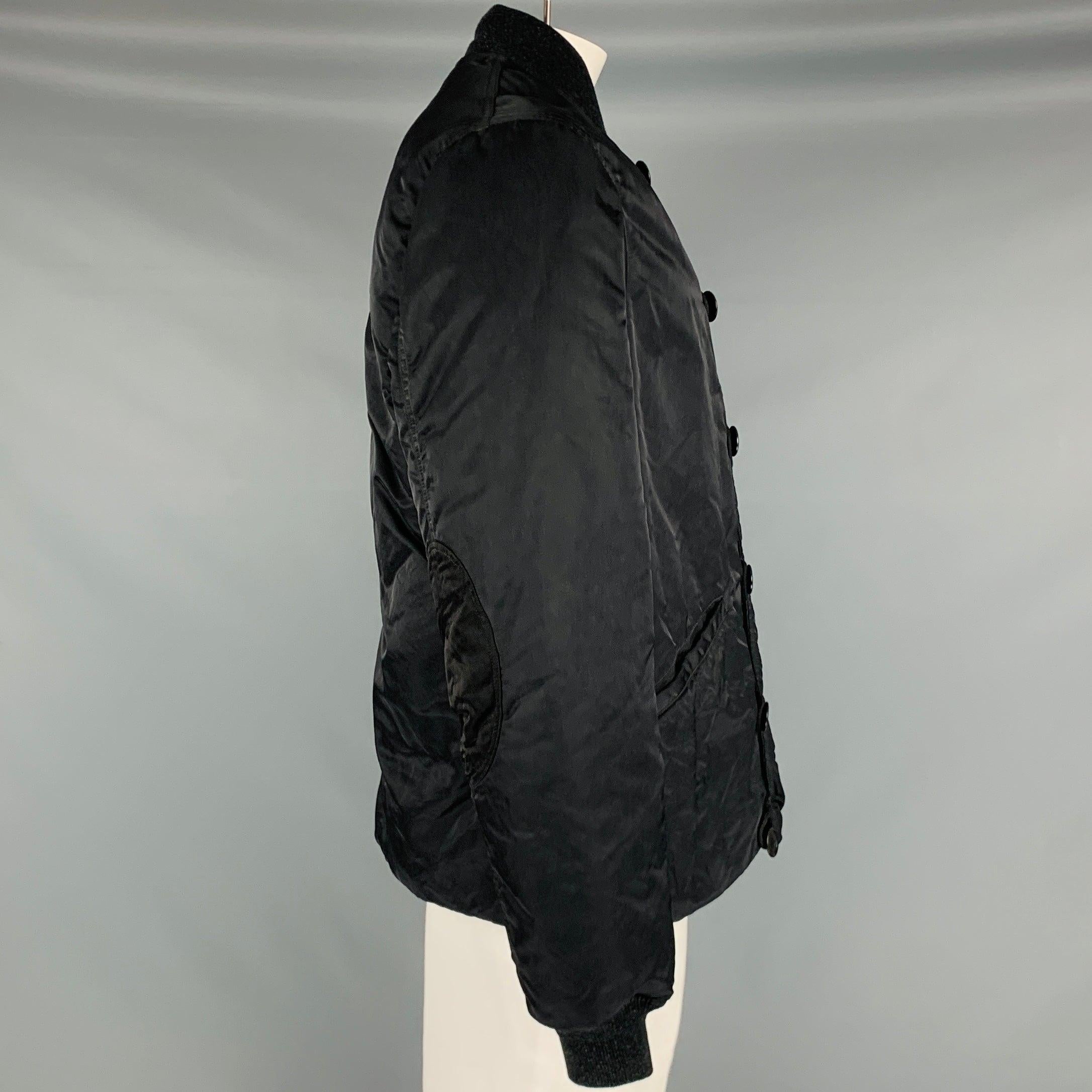 VISVIM Size L -Corps Down Jacket- Black Nylon Buttoned Coat In Excellent Condition For Sale In San Francisco, CA