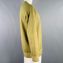 VISVIM Größe L Jumbo SB Pullover aus grüner gefärbter Baumwolle mit Crew-Ausschnitt im Distressed-Look