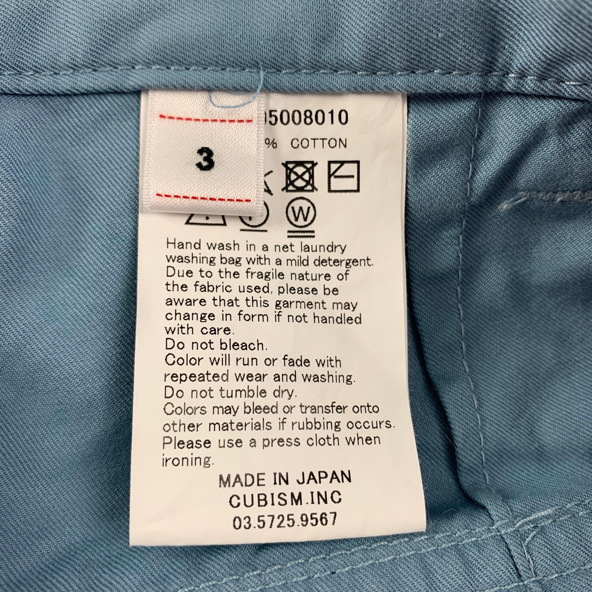 VISVIM Size L Light Blue Cotton Zip Fly Carroll Trouser Pants In Excellent Condition For Sale In San Francisco, CA