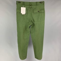 VISVIM Size L Olive Linen Blend Zip Fly Alda Pants